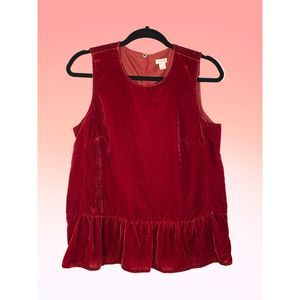 J.CREW size 4 red velvet peplum tank top